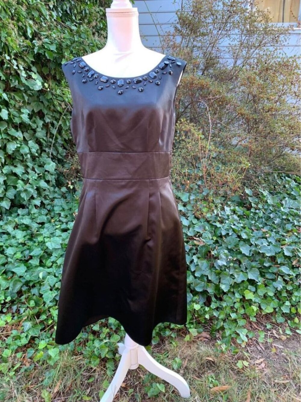 Ann Taylor Loft Black Dress Beads Business Casual Party Size 10 Women's